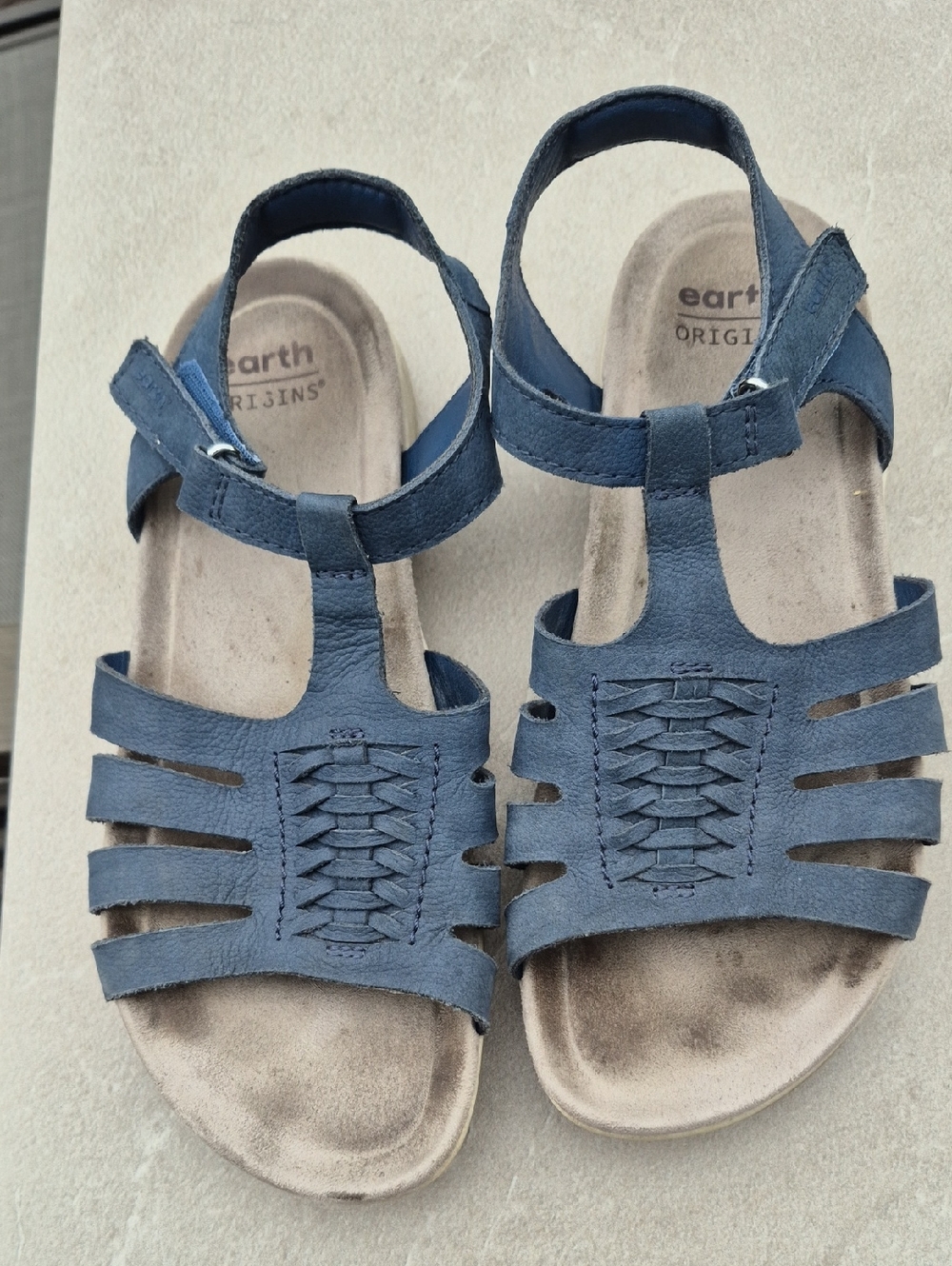 Earth Origins Blue Comfort Sandals with Woven Design